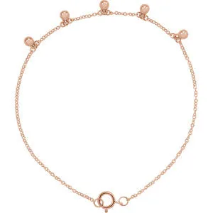 14K Rose Beaded 5-Station 7" Bracelet