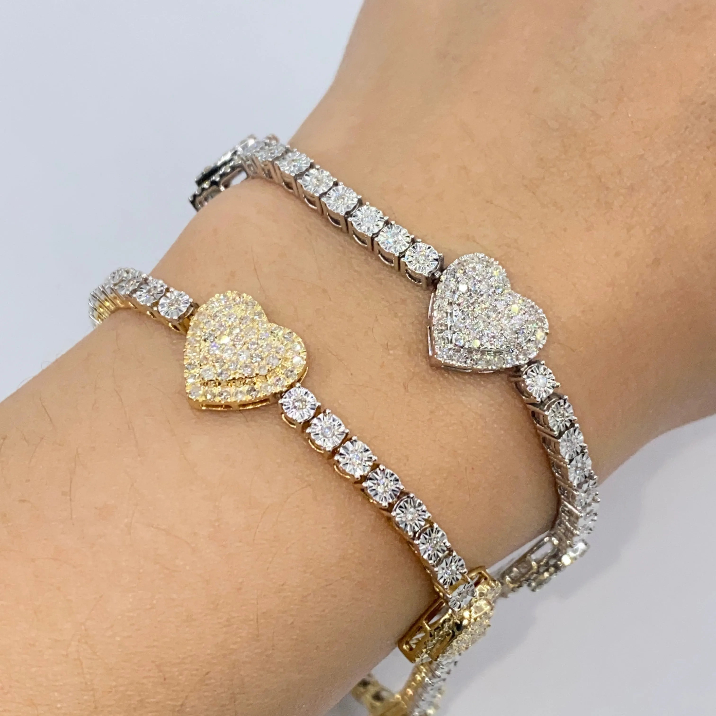 14K Shine Heart Tennis Bracelet