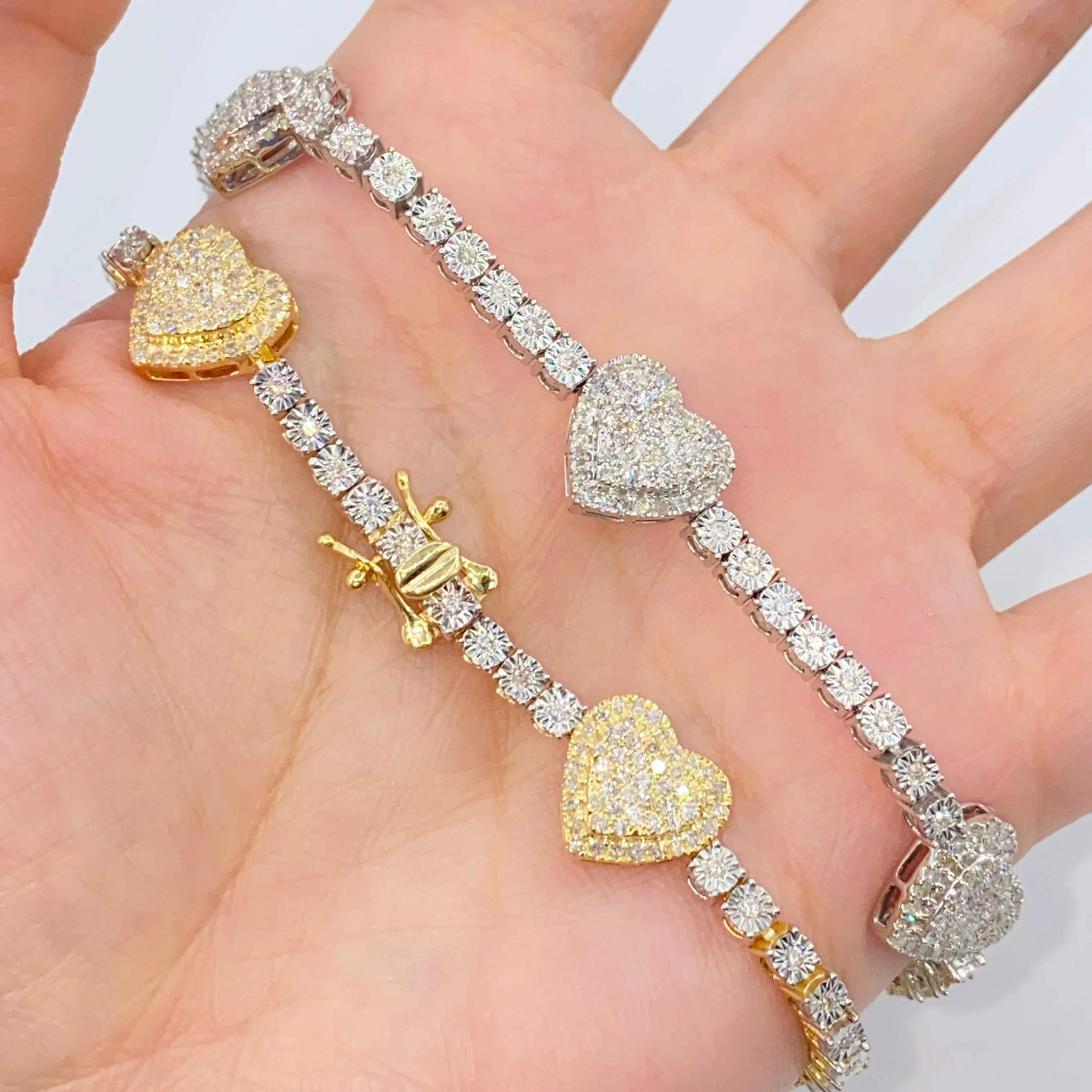 14K Shine Heart Tennis Bracelet