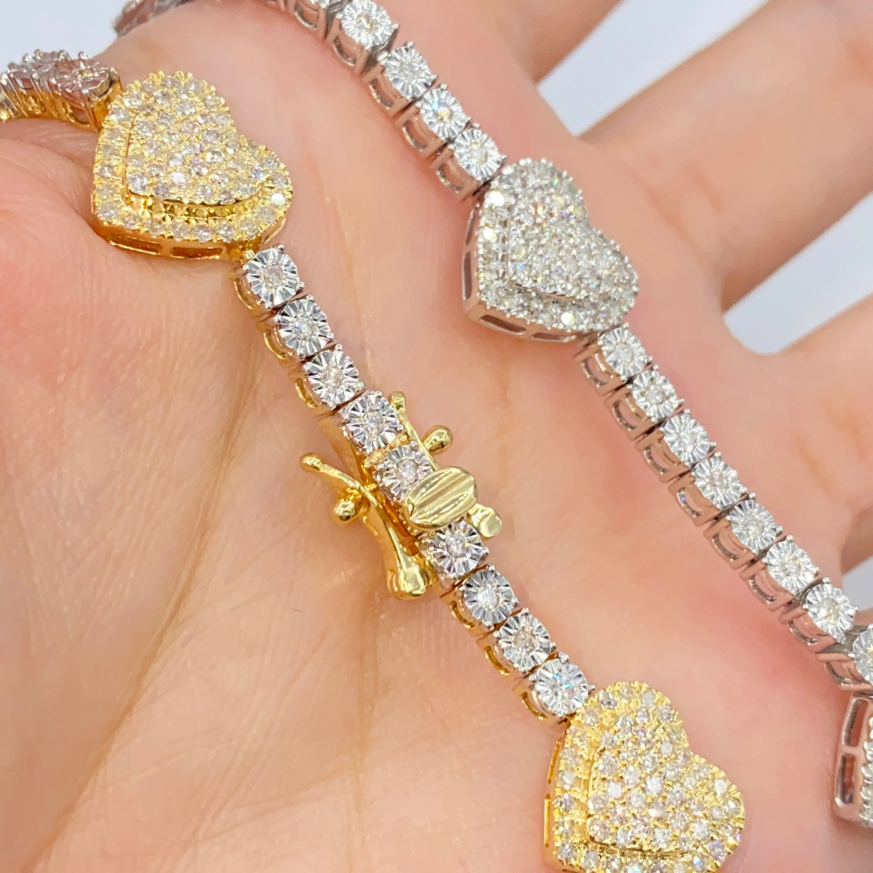 14K Shine Heart Tennis Bracelet