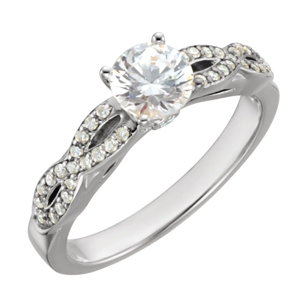 14k White Gold 1 1/6 CTW Diamond Engagement Ring, Size 7