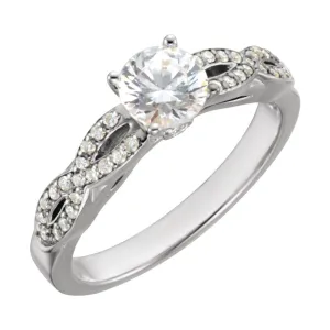 14k White Gold 1 1/6 CTW Diamond Engagement Ring, Size 7