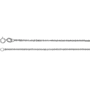 14k White Gold 1.25mm Sparkle Singapore 7" Chain