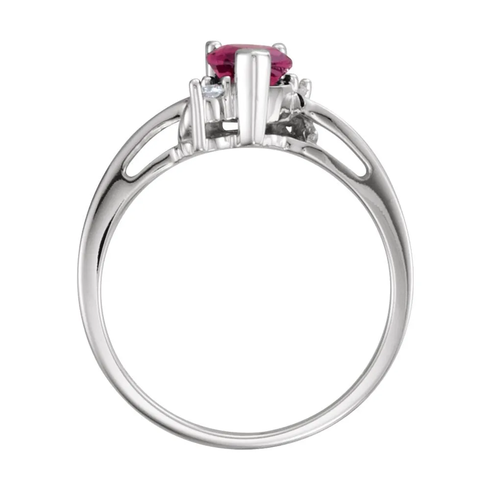 14k White Gold Accented Heart Ring, Size 6