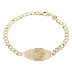 14k White Gold Cuban Link Chain Medical Alert ID Bracelet 7.5" 10.8 grams