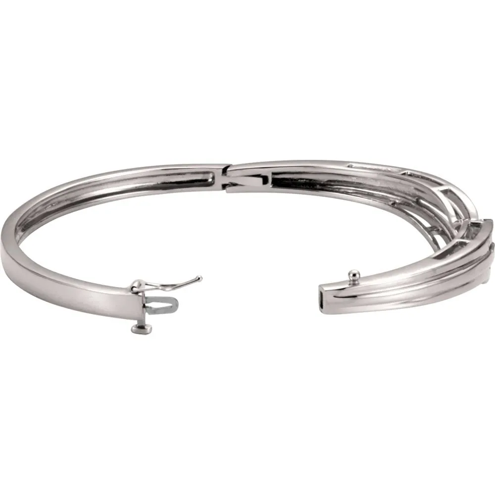 14k White Gold Hinged Bangle Bracelet