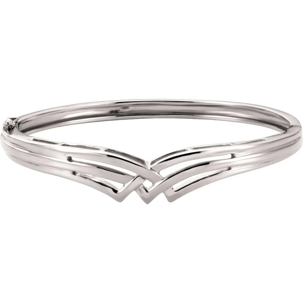 14k White Gold Hinged Bangle Bracelet