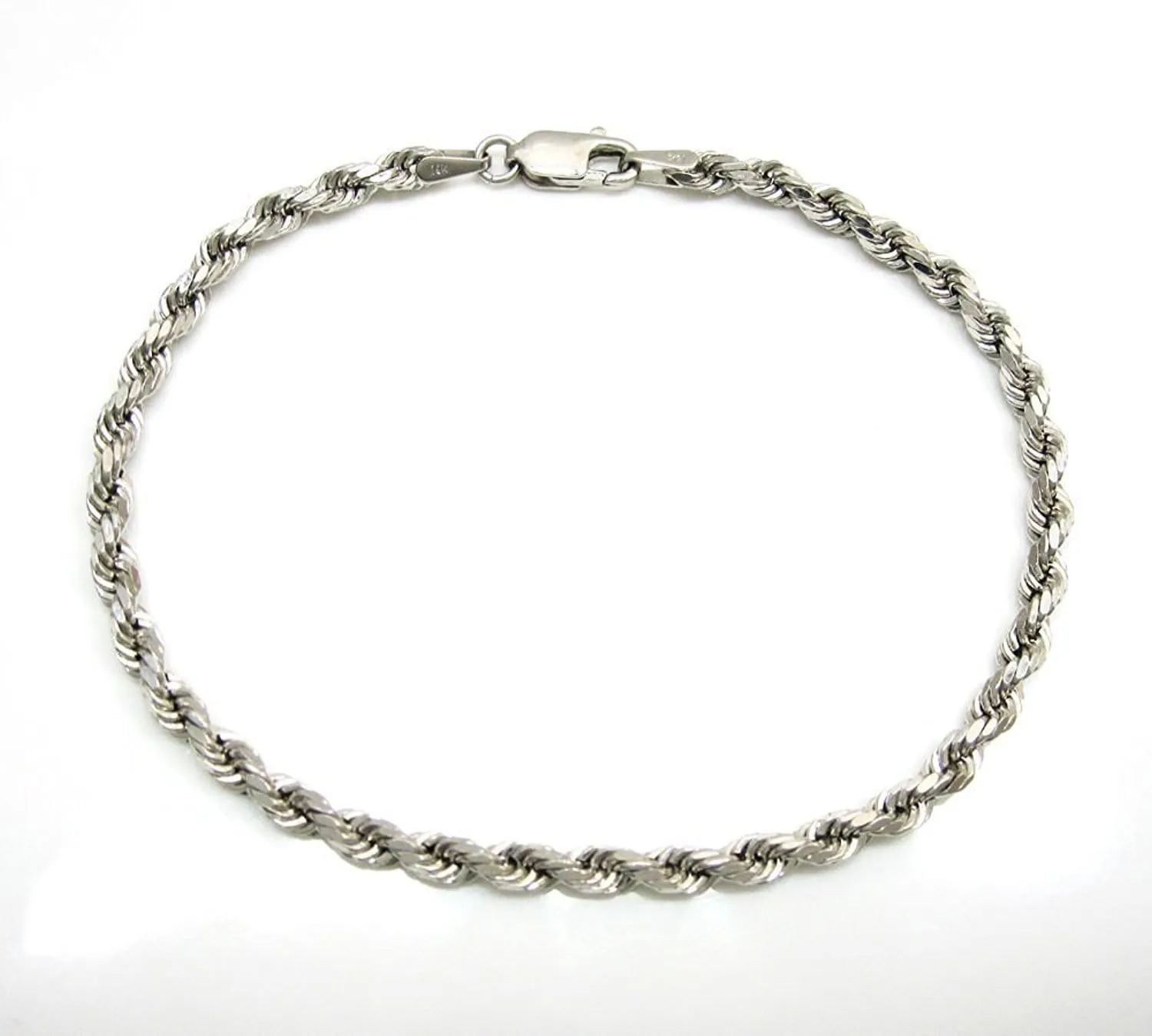 14K White Gold Men's 5MM Diamond Cut Ropes Chain