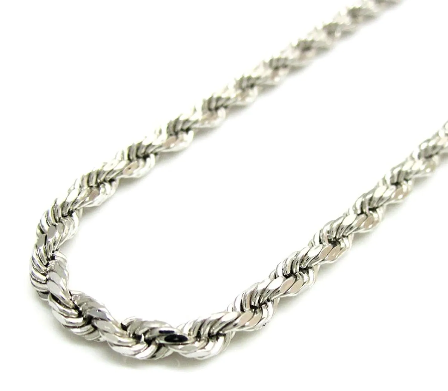 14K White Gold Men's 5MM Diamond Cut Ropes Chain