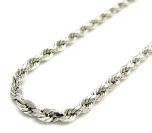 14K White Gold Men's 5MM Diamond Cut Ropes Chain