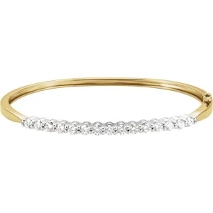 14k White/Yellow Gold Diamond Bangle Bracelet