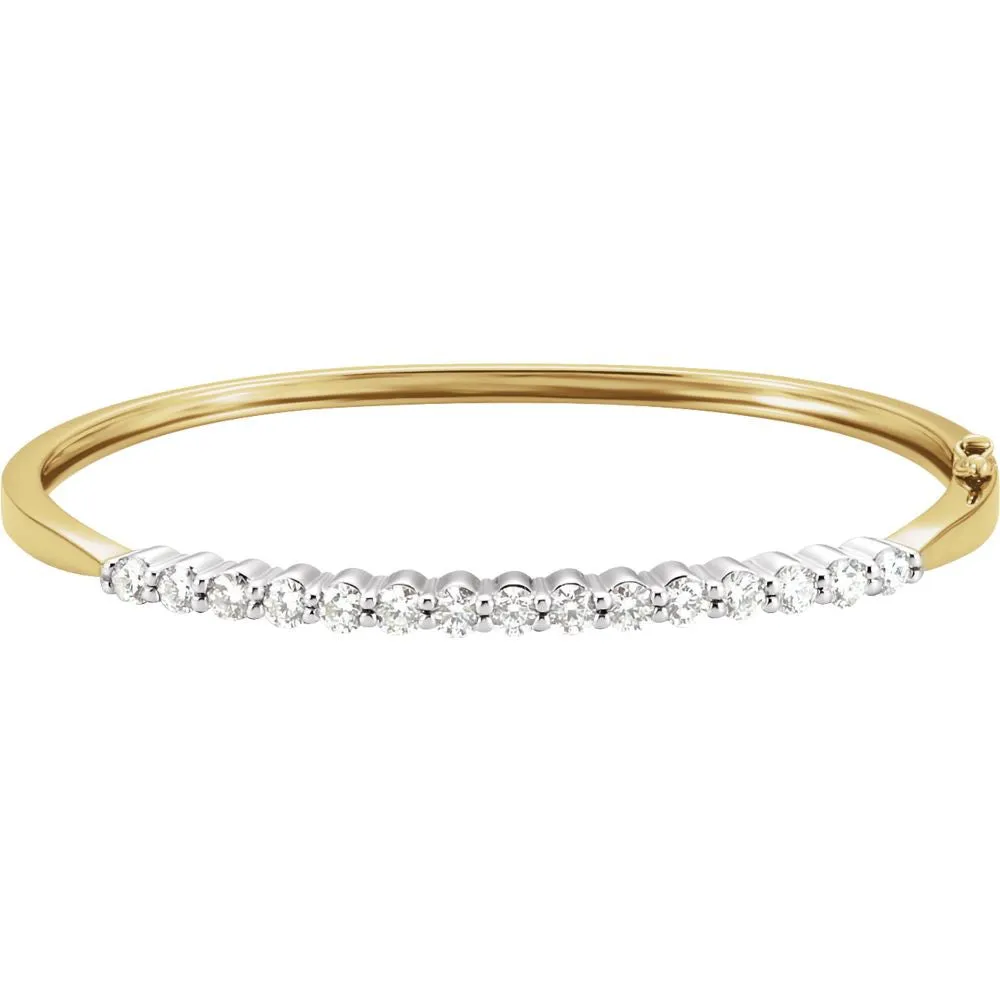 14k White/Yellow Gold Diamond Bangle Bracelet