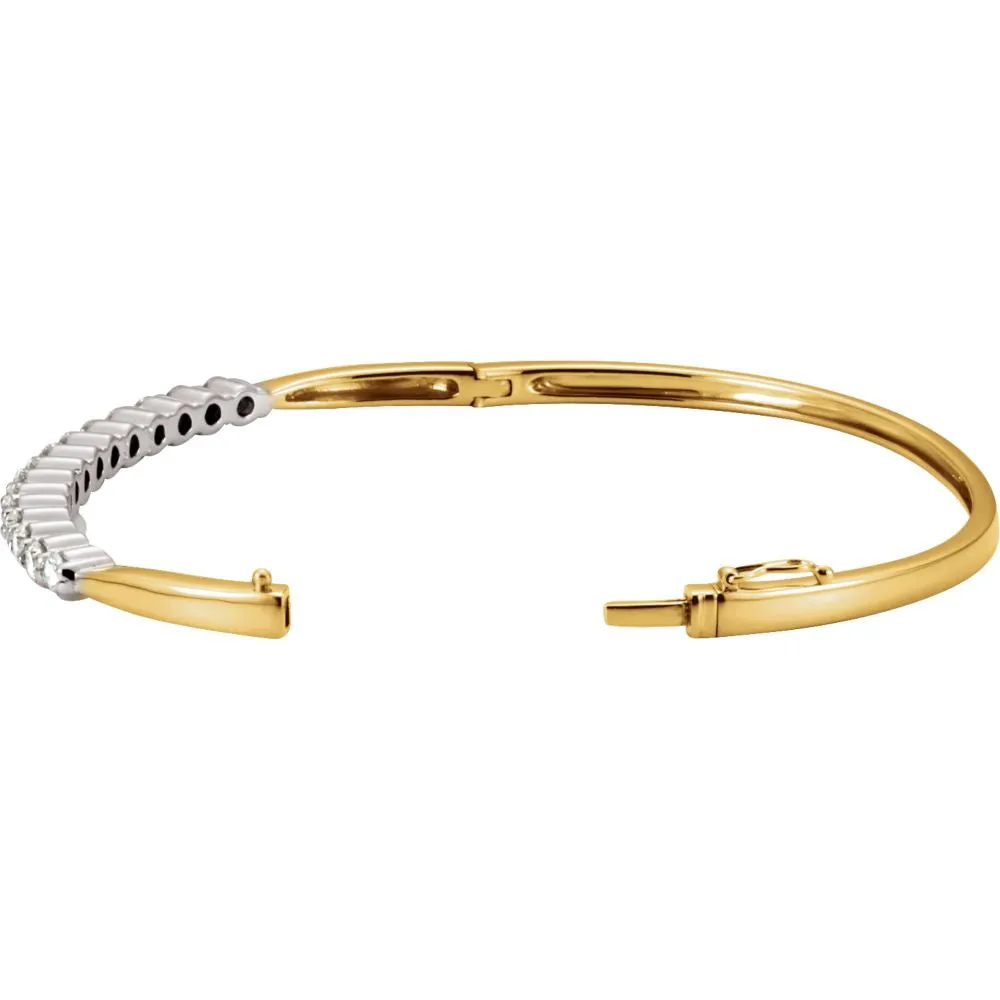 14k White/Yellow Gold Diamond Bangle Bracelet