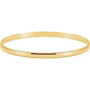 14K Yellow 4 mm Milgrain Edge Bangle Bracelet