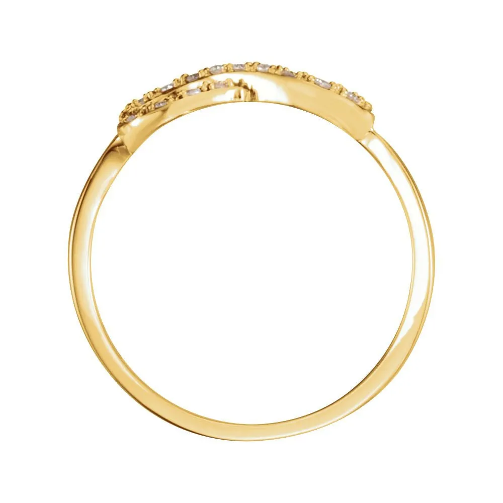 14k Yellow Gold 1/8 CTW Diamond Infinity-Inspired Ring, Size 7