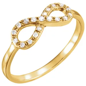 14k Yellow Gold 1/8 CTW Diamond Infinity-Inspired Ring, Size 7