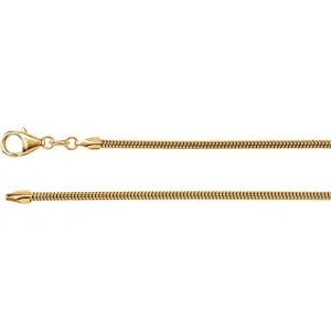 14k Yellow Gold 2mm Solid Round Snake 7" Chain