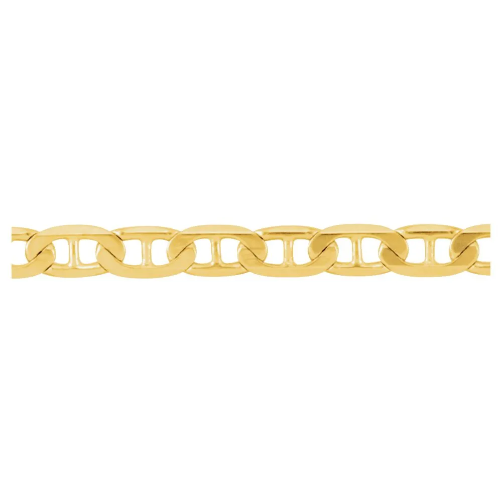 14k Yellow Gold 3.5mm Solid Anchor 7" Chain