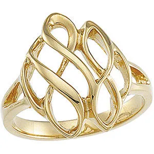 14k Yellow Gold Infinity-Inspired Metal Fashion Ring , Size 6