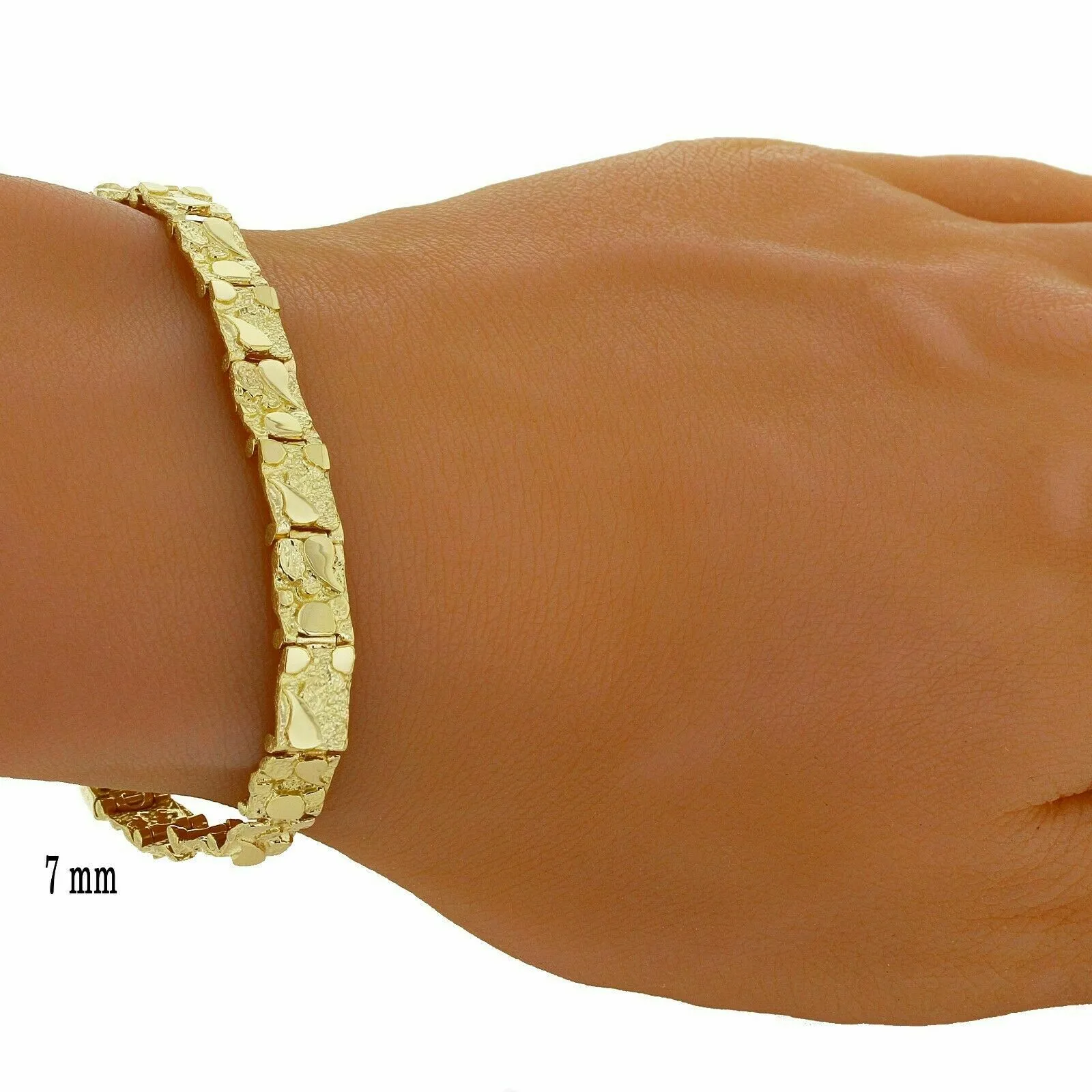 14k Yellow Gold Solid Nugget Bracelet 7 - 7.5" 7mm 15 grams