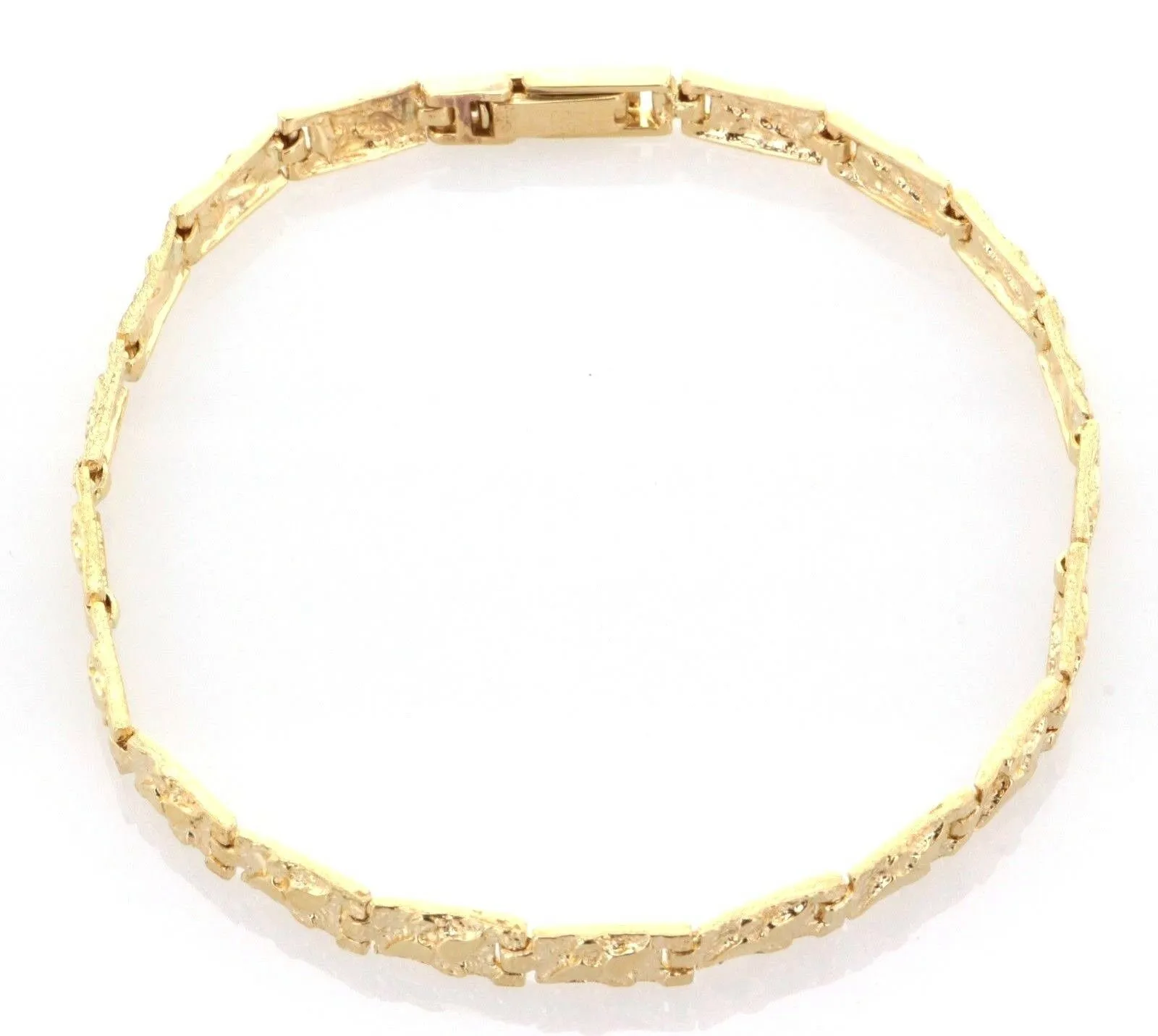 14k Yellow Gold Solid Nugget Bracelet Adjustable 7" - 8.5" 5.5mm