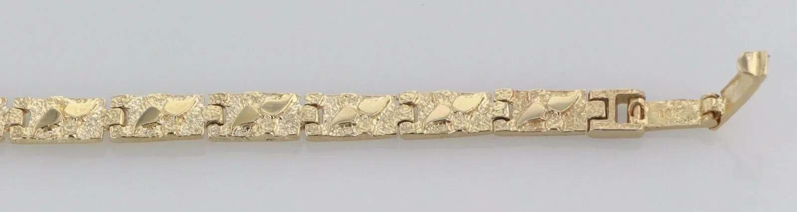 14k Yellow Gold Solid Nugget Bracelet Adjustable 7" - 8.5" 5.5mm