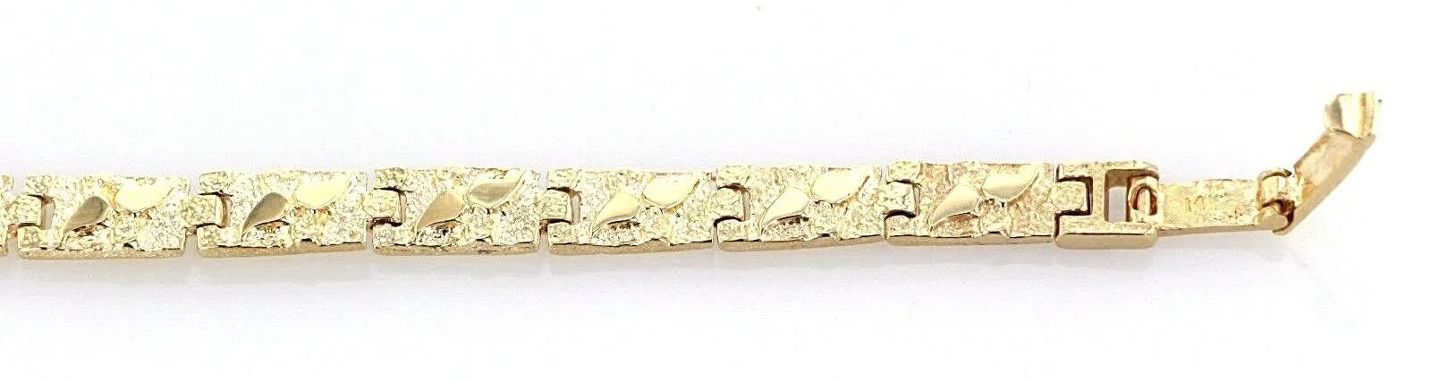 14k Yellow Gold Solid Nugget Bracelet Adjustable 7" - 8.5" 5.5mm