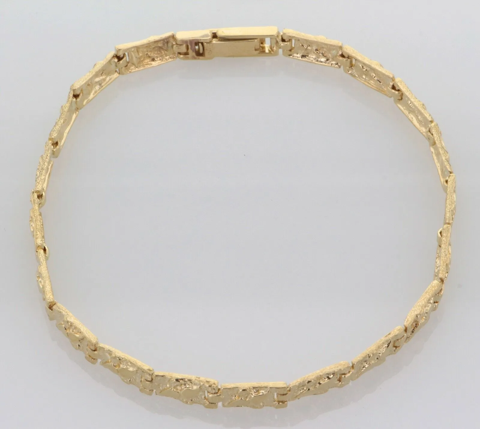 14k Yellow Gold Solid Nugget Bracelet Adjustable 7" - 8.5" 5.5mm