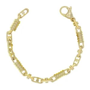 14K Yellow White or Rose Gold Handmade Spring Barrel Link Bracelet 7" - 9" 5.3mm
