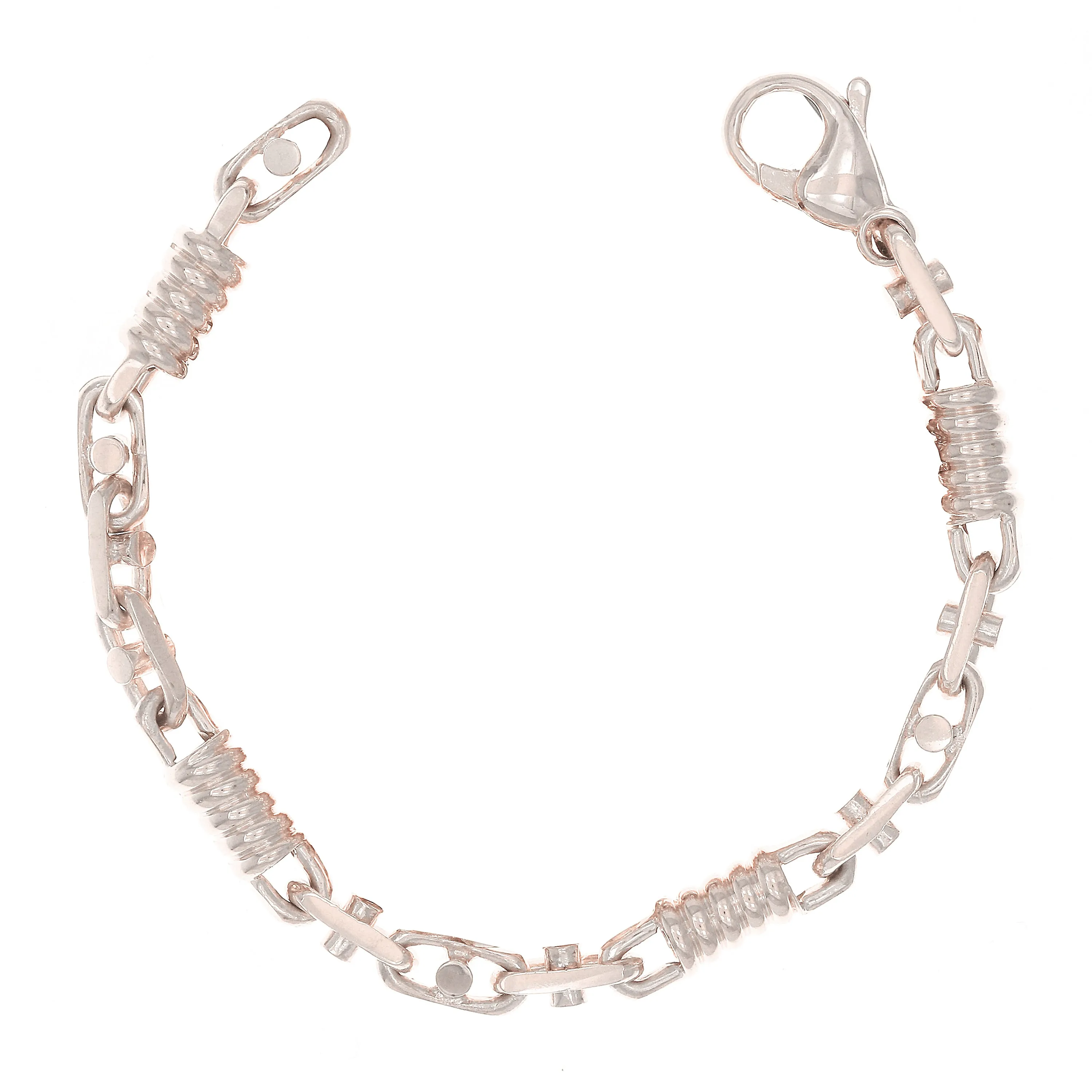 14K Yellow White or Rose Gold Handmade Spring Barrel Link Bracelet 7" - 9" 5.3mm