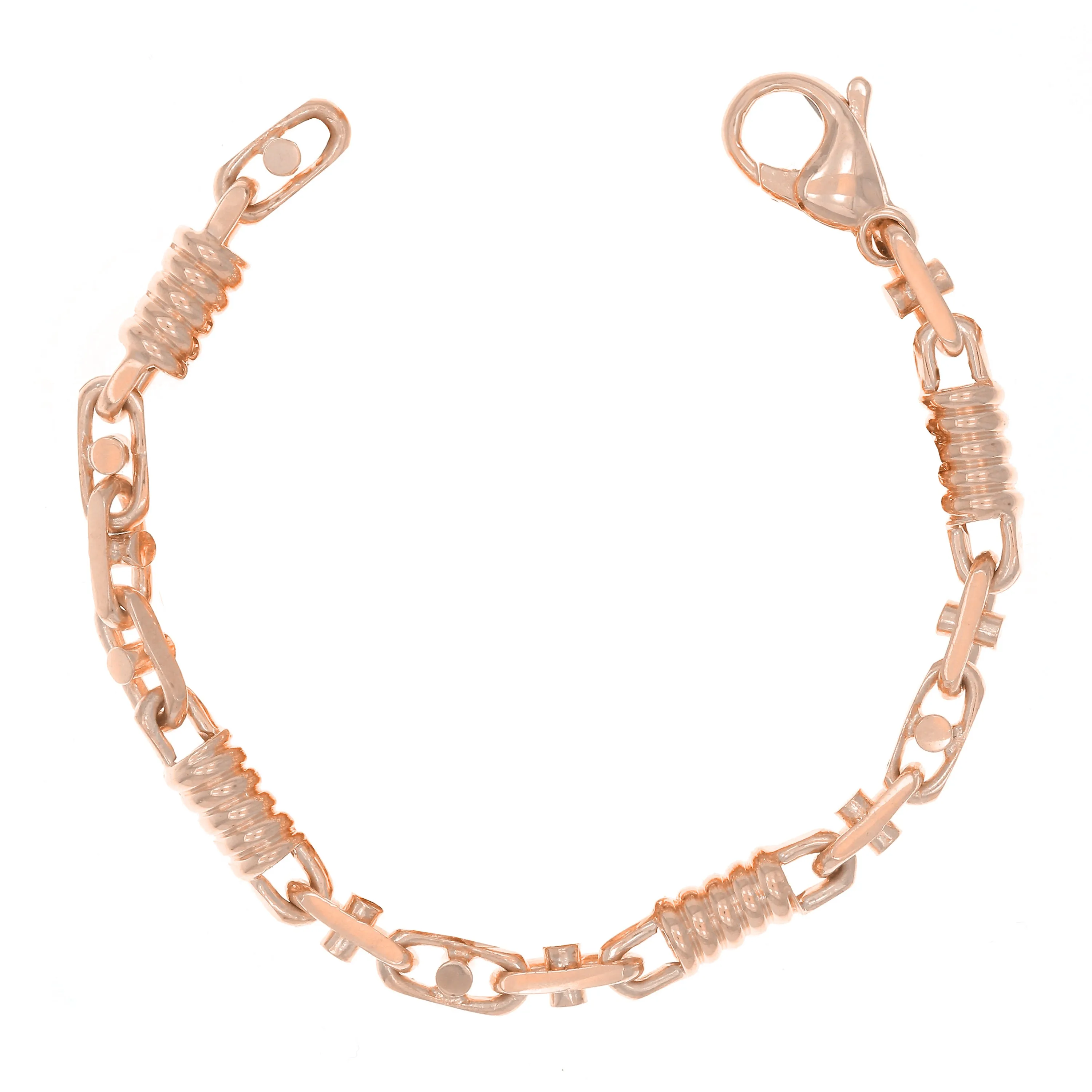 14K Yellow White or Rose Gold Handmade Spring Barrel Link Bracelet 7" - 9" 5.3mm