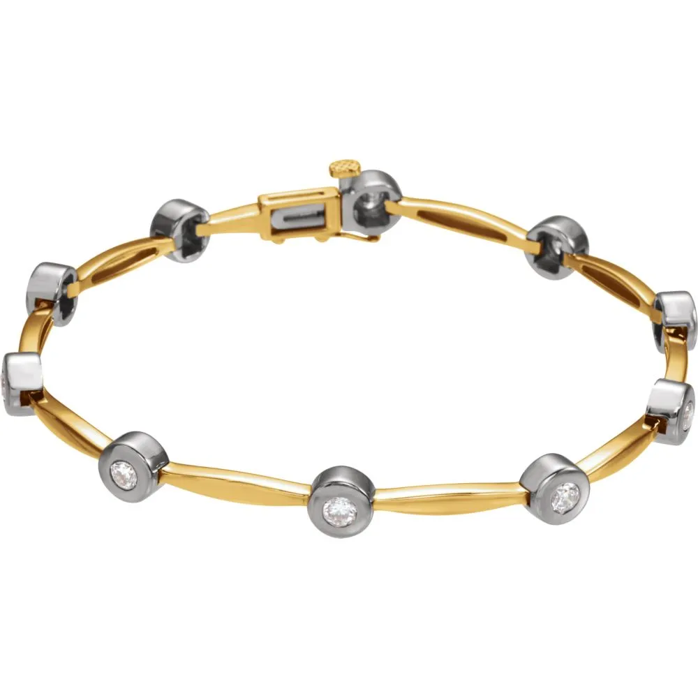 14K Yellow/White 1 CTW Diamond Line 7.5" Bracelet