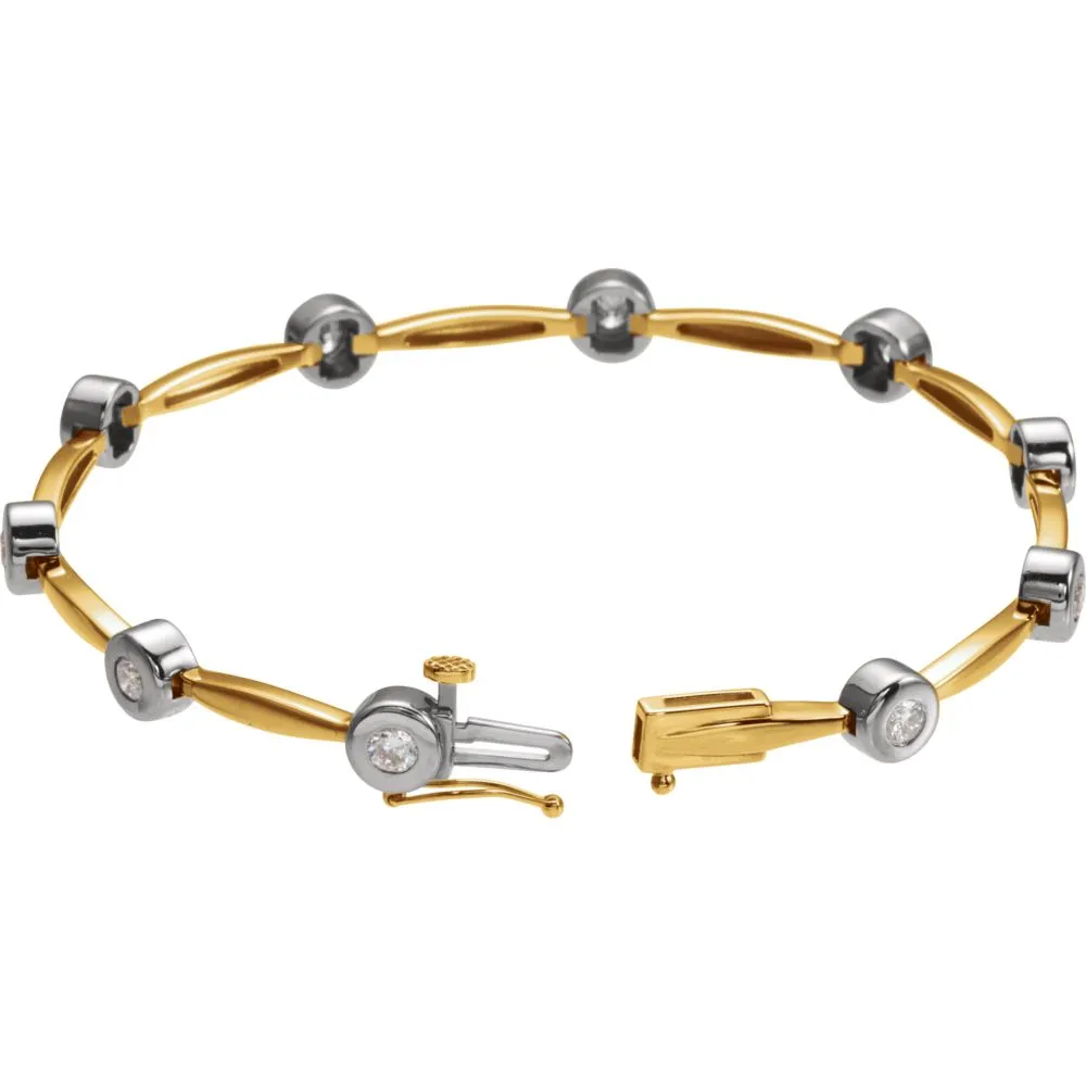 14K Yellow/White 1 CTW Diamond Line 7.5" Bracelet