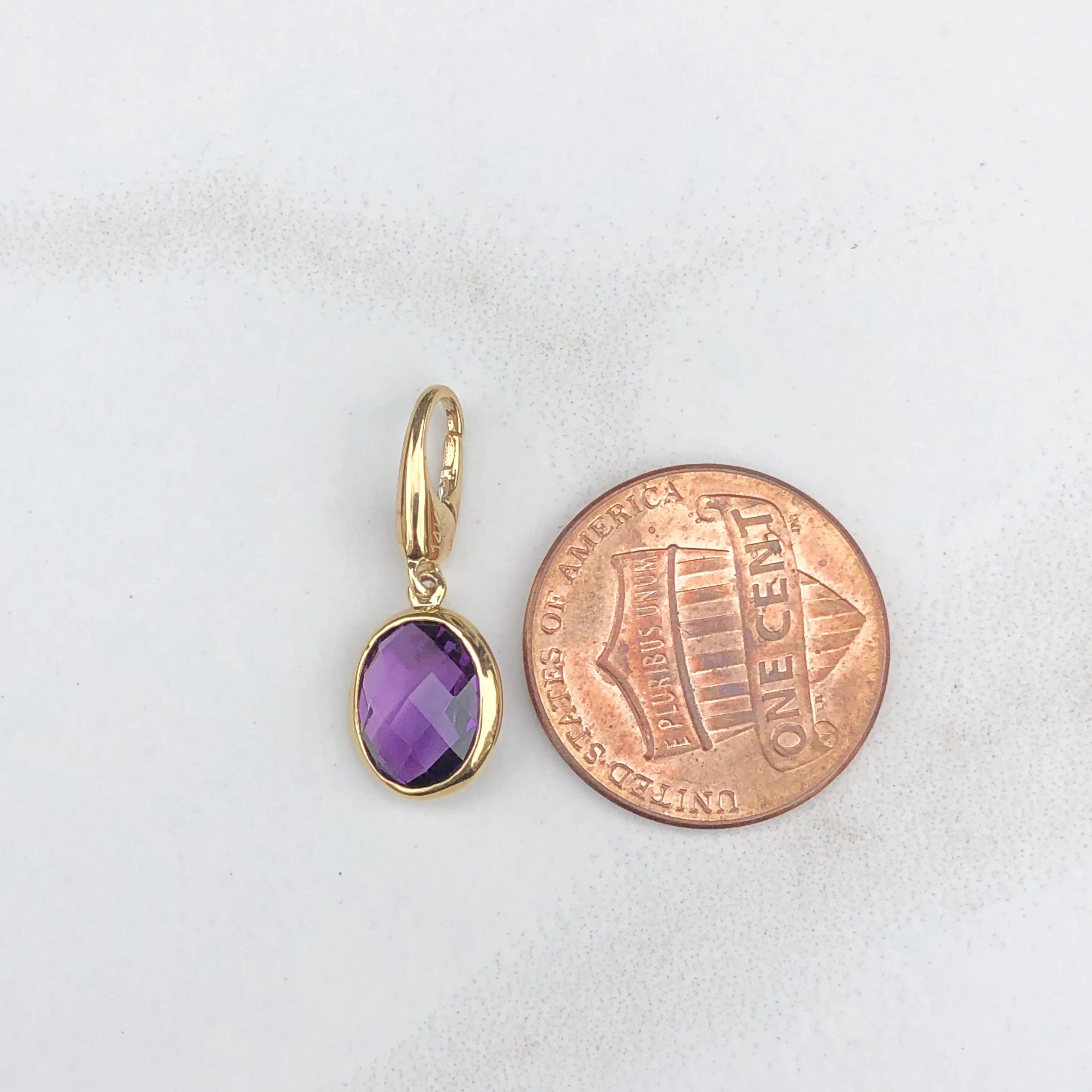 14KT Yellow Gold Amethyst Omega Clip Pendant Slide