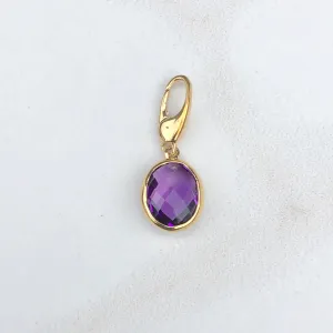 14KT Yellow Gold Amethyst Omega Clip Pendant Slide
