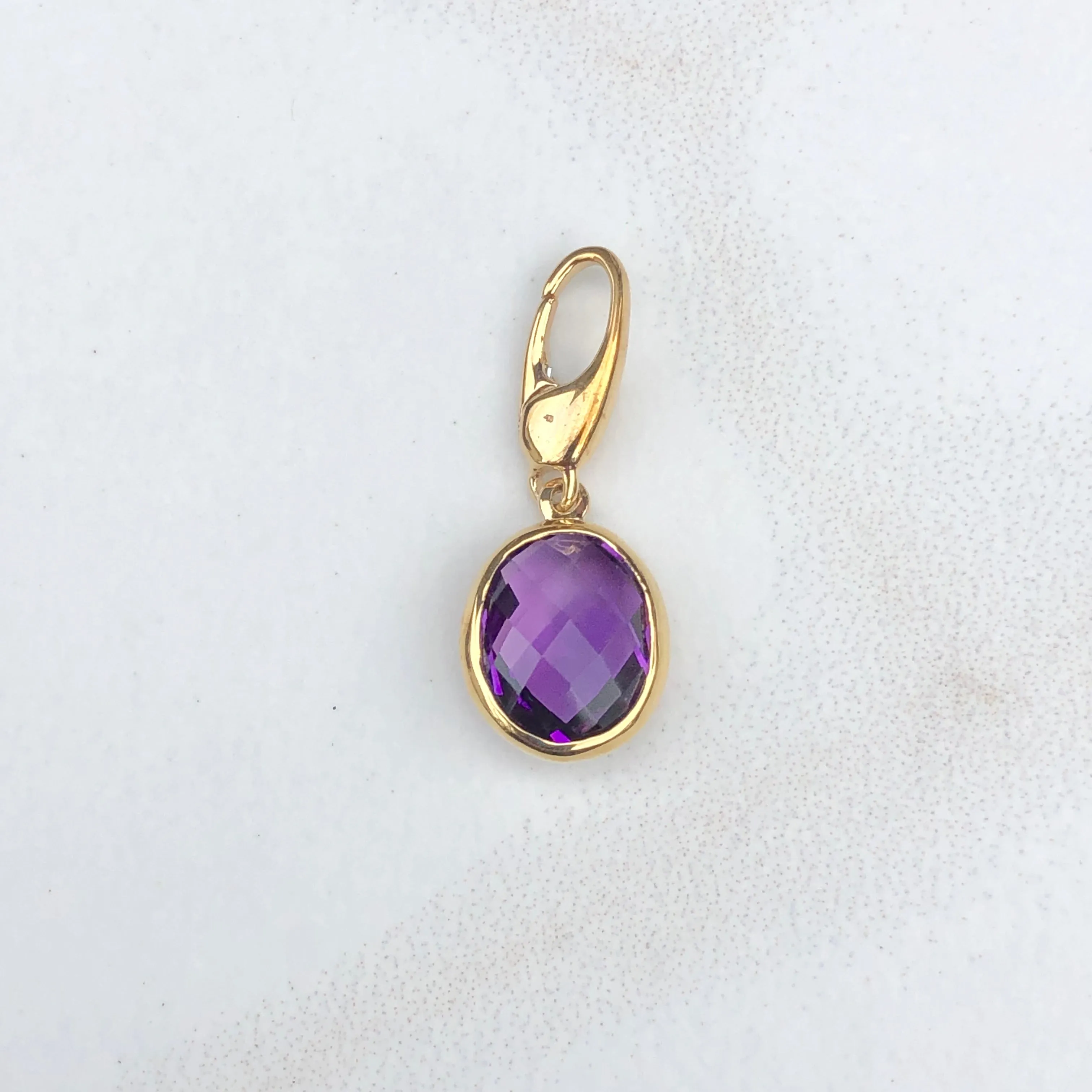 14KT Yellow Gold Amethyst Omega Clip Pendant Slide
