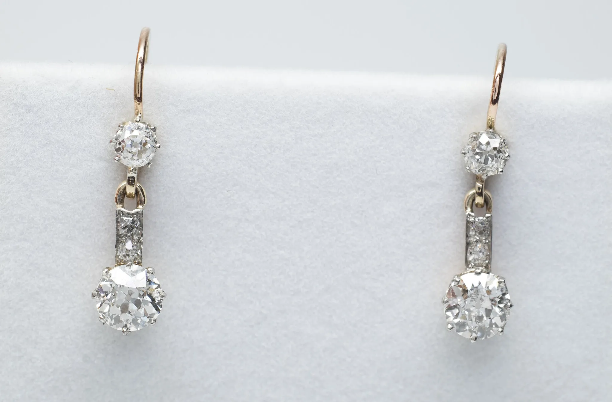 1.85CTW ANTIQUE DIAMOND EARRINGS OLD MINE CUT