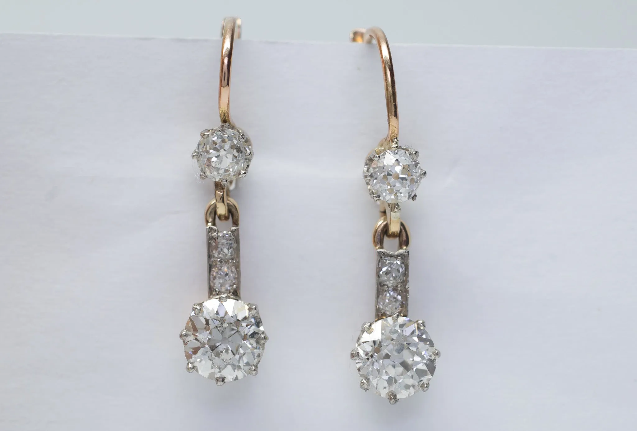 1.85CTW ANTIQUE DIAMOND EARRINGS OLD MINE CUT