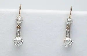 1.85CTW ANTIQUE DIAMOND EARRINGS OLD MINE CUT