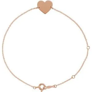 18K Rose Gold-Plated Sterling Silver Heart 7-8" Bracelet
