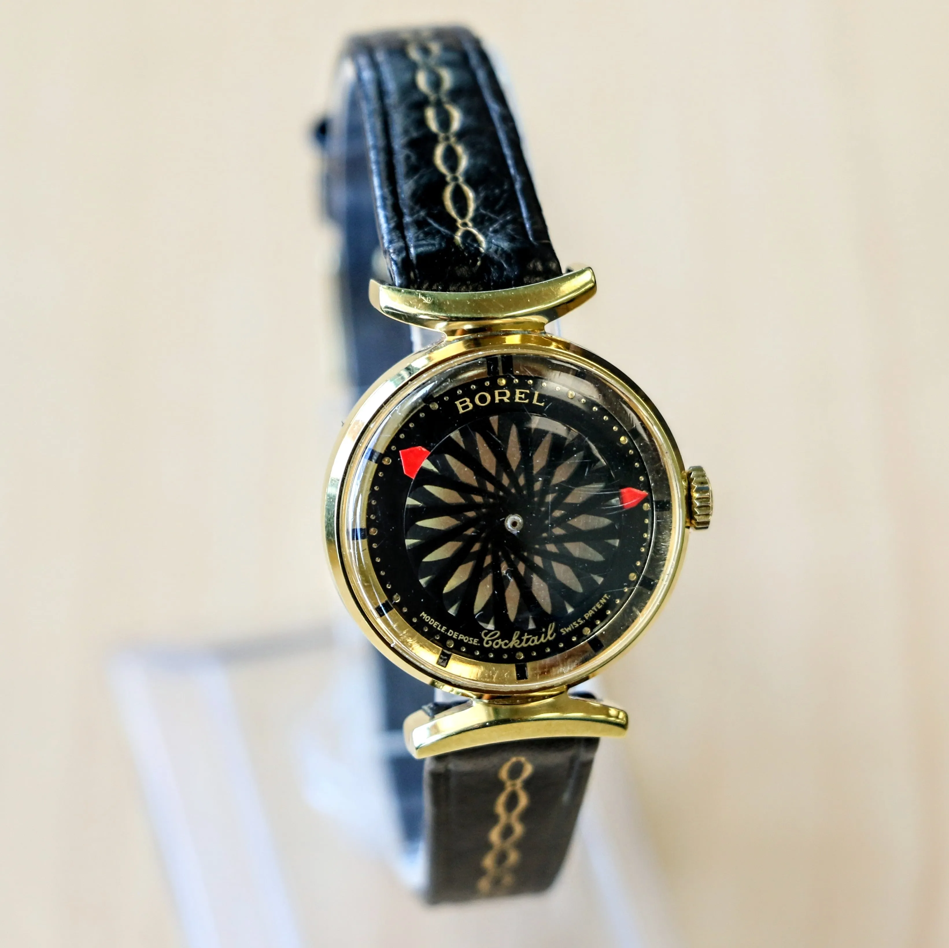 1950s ERNEST BOREL Ladies Cocktail Watch Kaleidoscope Dial 25mm Swiss Wristwatch - ALL ORIGINAL!
