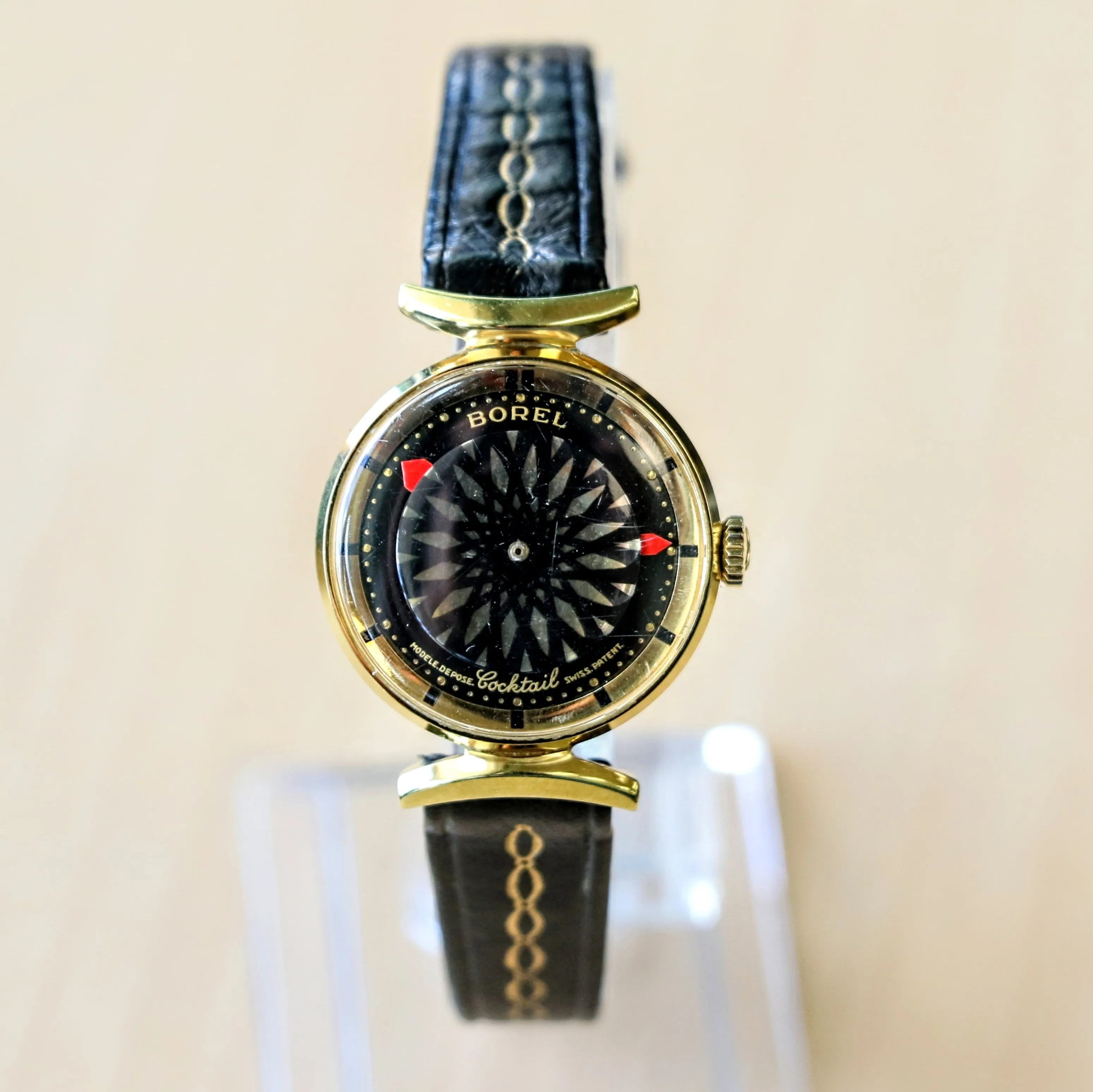 1950s ERNEST BOREL Ladies Cocktail Watch Kaleidoscope Dial 25mm Swiss Wristwatch - ALL ORIGINAL!