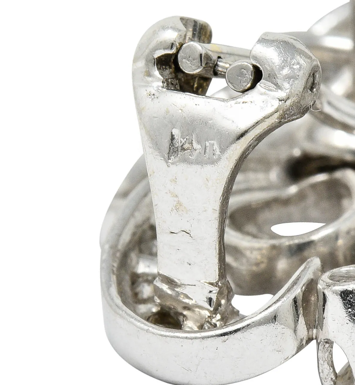 1950's Mid-Century 2.62 CTW Diamond Platinum Tendril Earrings