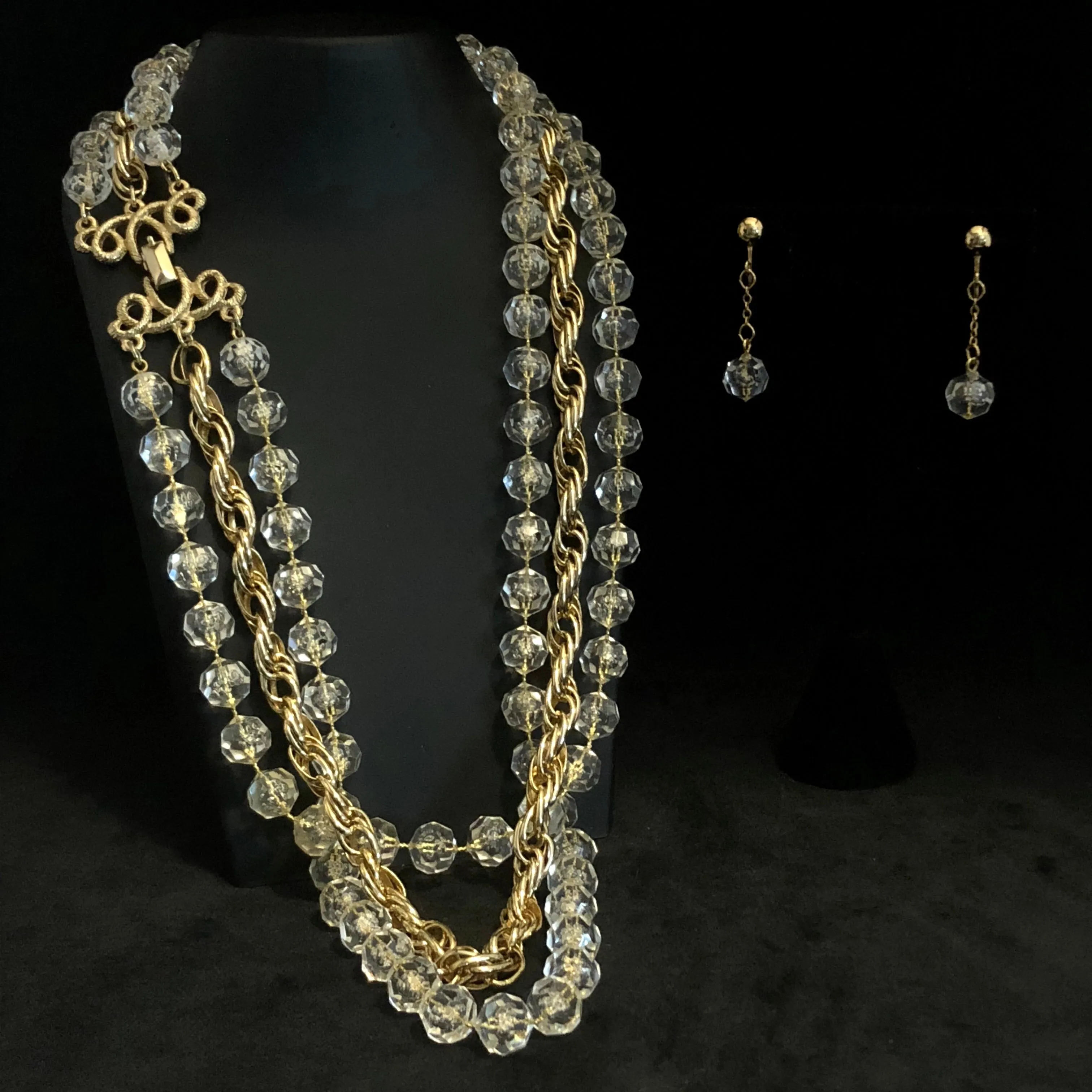 1976 Sarah Coventry Golden Ice Necklace & Earrings