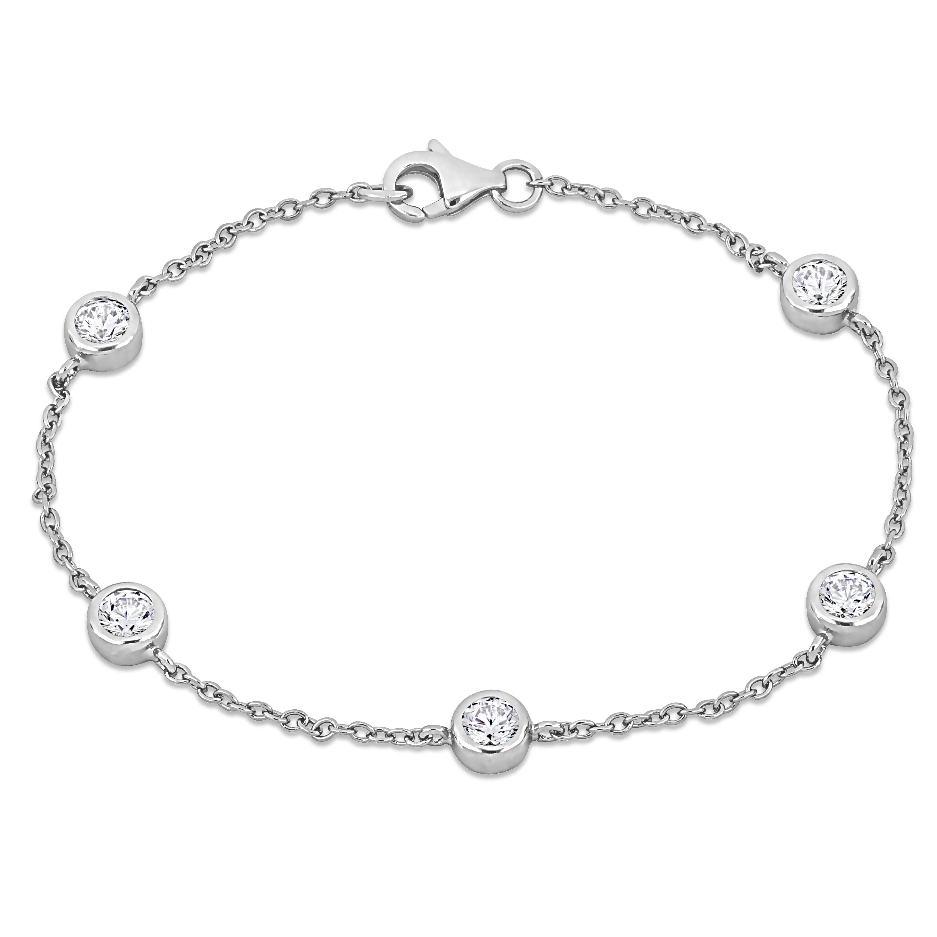 2 CT TGW Cubic Zirconia Bracelet Silver White w/ Lobster Clasp Length 7 inc