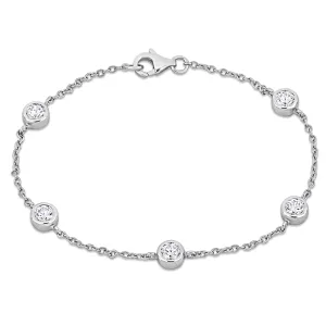 2 CT TGW Cubic Zirconia Bracelet Silver White w/ Lobster Clasp Length 7 inc