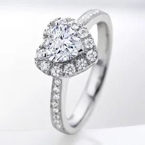 2.0 Ct Double Heart-shaped Diamond Halo Face Ring