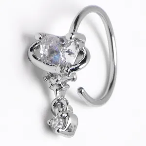 20 Gauge 5/16 Clear Heart Dangle Conch Hoop Septum Ring Cartilage Helix Hoop Earring
