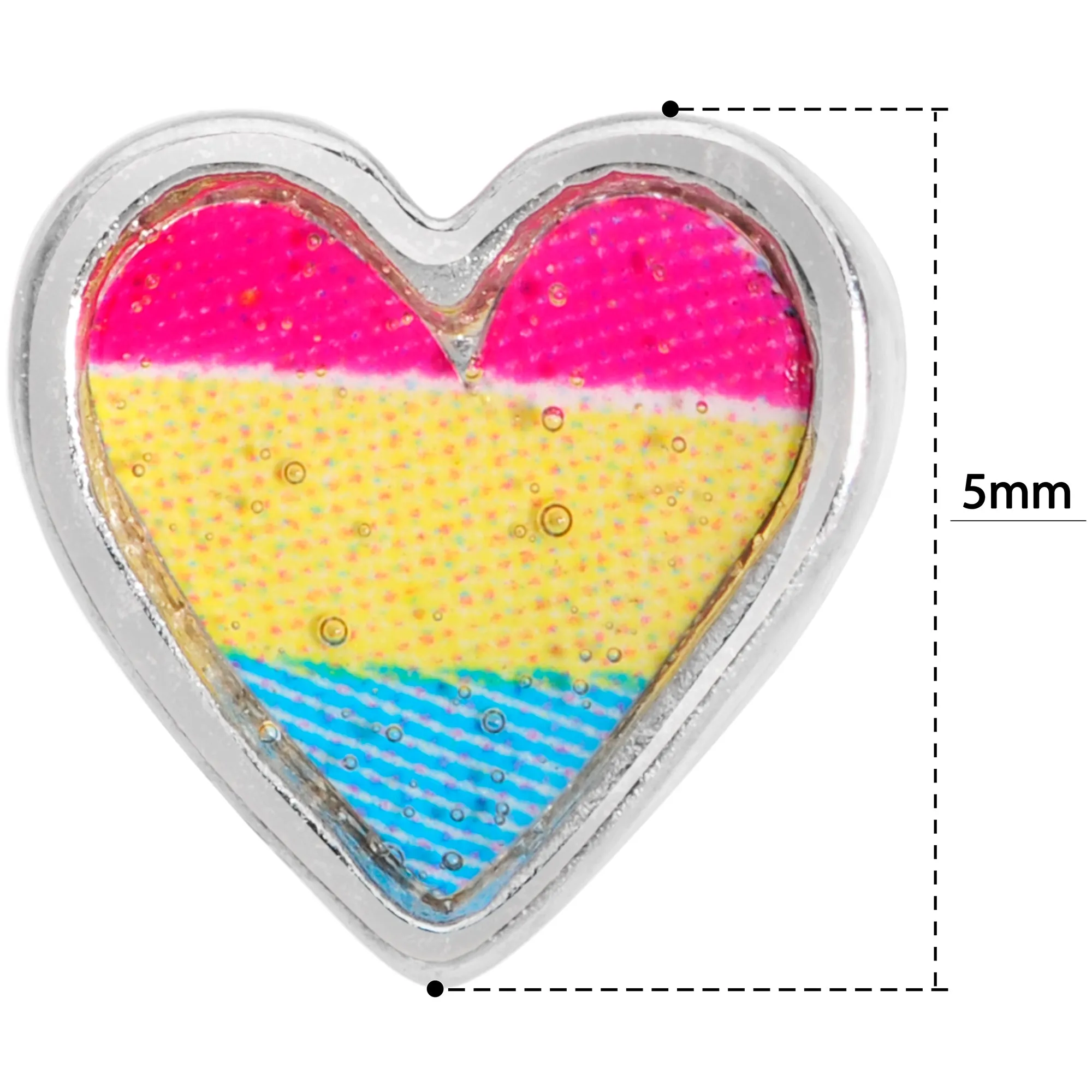 20 Gauge 5/16 Red Yellow Blue Pansexual Pride Heart L Shaped Nose Ring