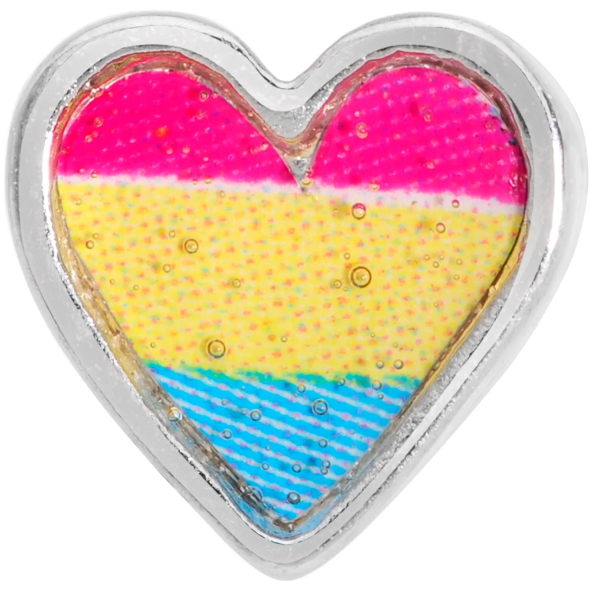 20 Gauge 5/16 Red Yellow Blue Pansexual Pride Heart L Shaped Nose Ring